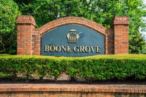 Boone Grove neighborhood sign. Brickyard Plantation in Mount Pleasant, South Carolina