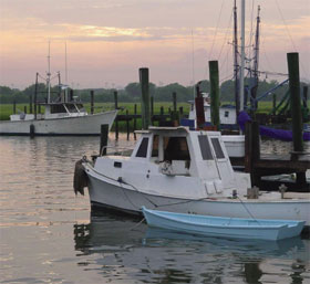 About Mount Pleasant: photo of shrimp boats in Mount Pleasant, South Carolina